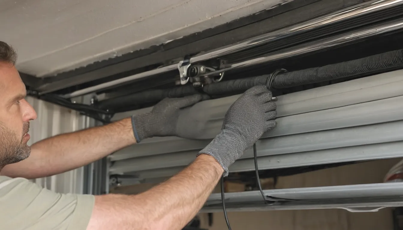 Provider adjusting a garage door spring for a Roswell home
